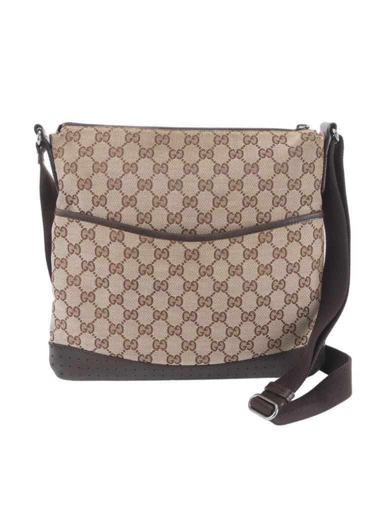 Gucci Gg Canvas Leather Shoulder Bag Crossbody Messenger Business Tote